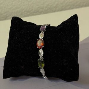 Elegant Multi-Color Gemstone Bracelet stainless steel